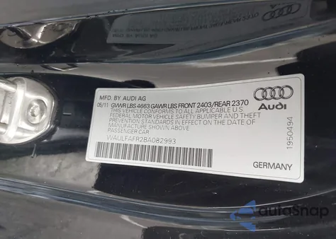 2011 Audi A5 2.0T Premium from USA, damaged, VIN WAULFAFR2BA082993
